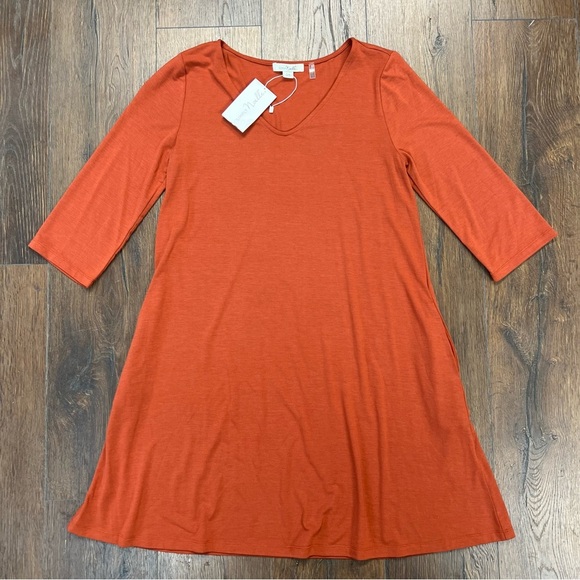 🆕 Simply Noelle Everyday Basic Knit Dress orange SZ SM - Picture 1 of 6